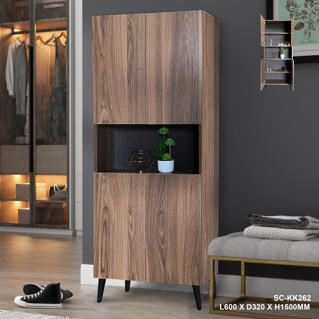 SCKK262 4 DOOR SHOE CABINET (BROWN)