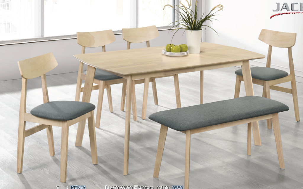 KEN-A TABLE + KEN PLUS-A CHAIR + KEN A BENCH (1+4+B) 