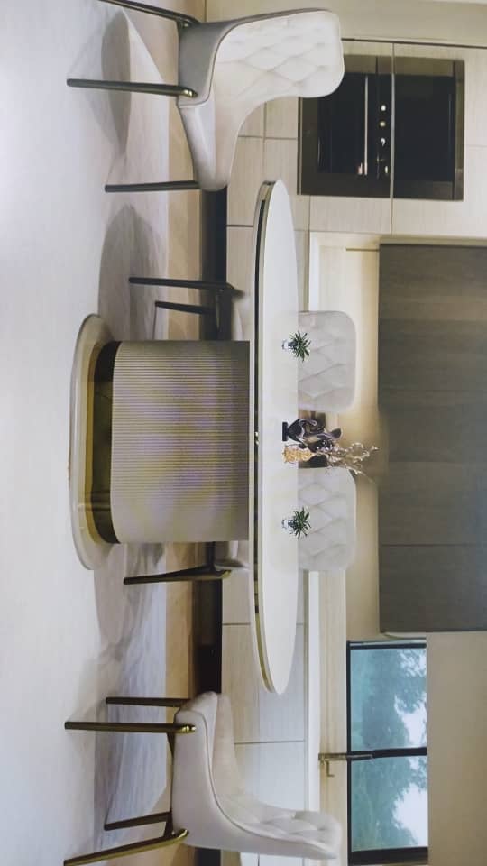 DT-90585-DINING TABLE (BE+GD) 