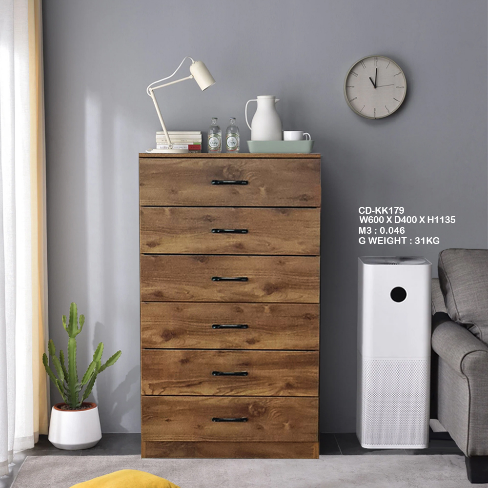 CD-KK179 CHEST DRAWER 6DRAWER (BROWN)