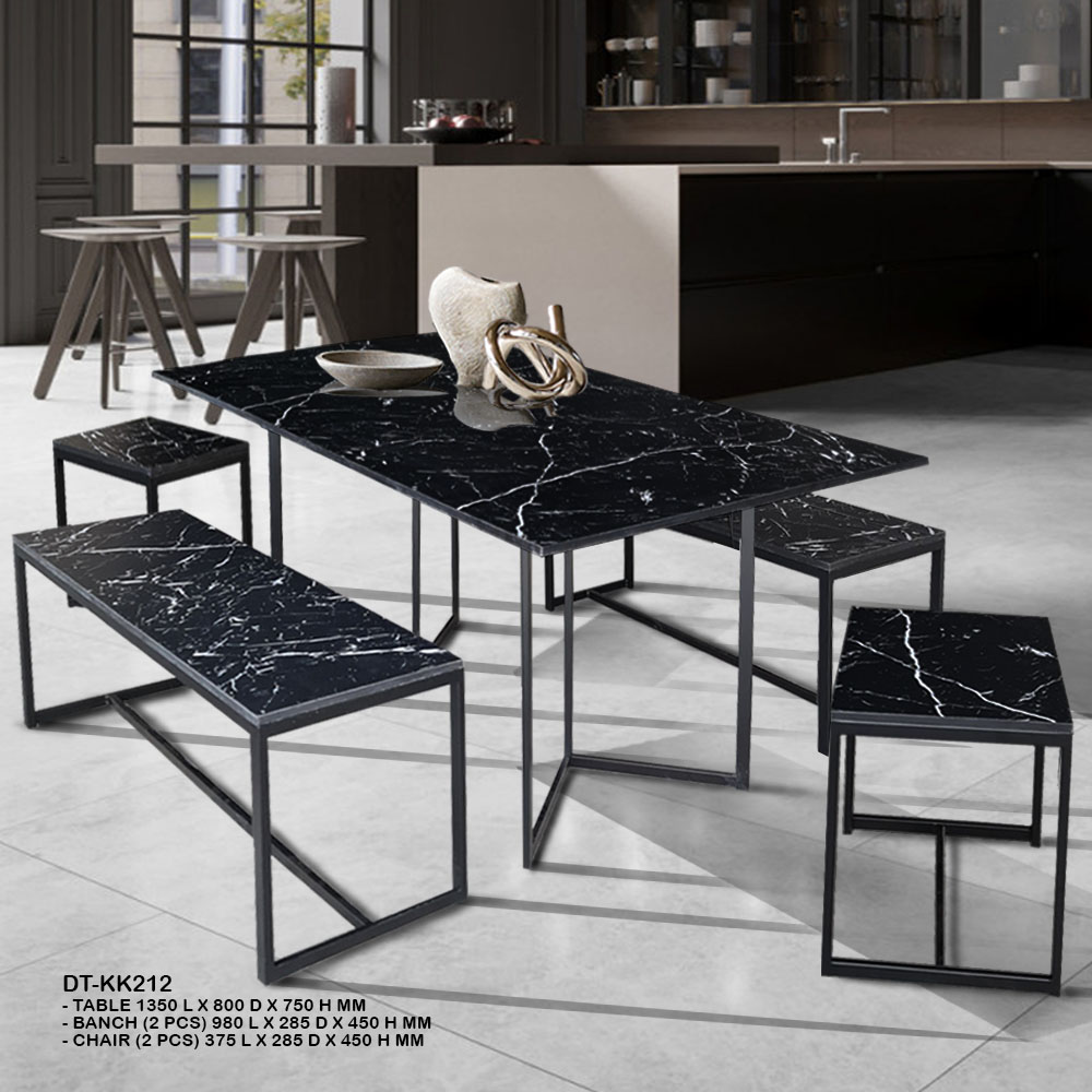 KK212 (BENCH+CHAIR+TABLE+LEG) BLACK