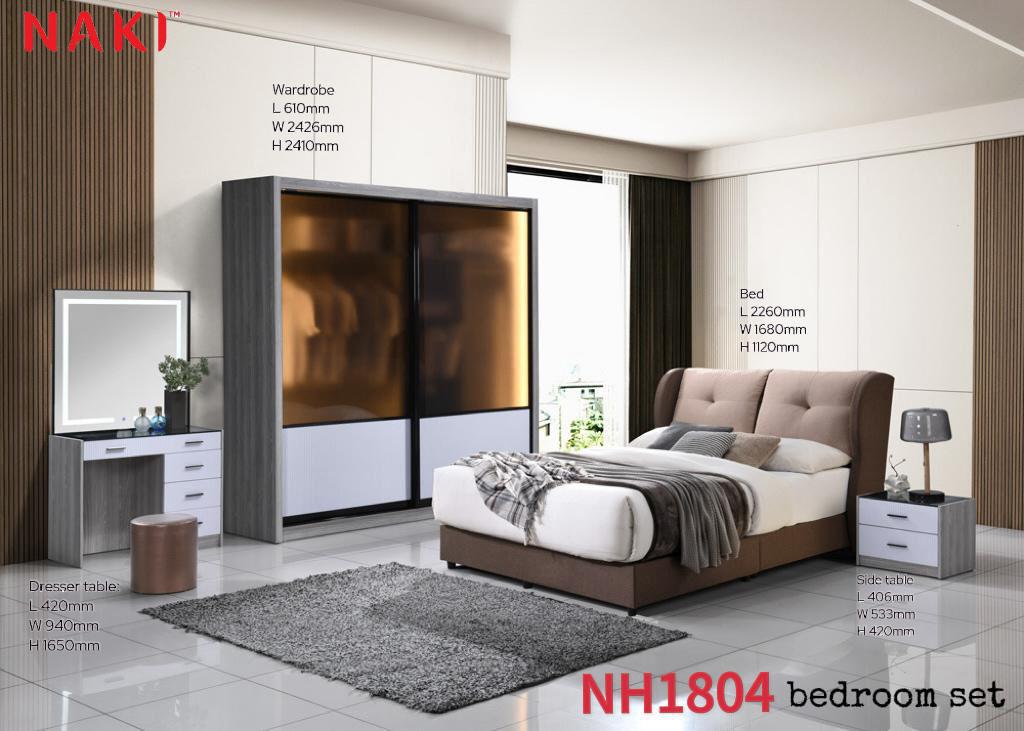 BRS-NH1804 BEDROOM SET (8 X8 WD+DT+MIR+STL+BEDSIDE) (883)