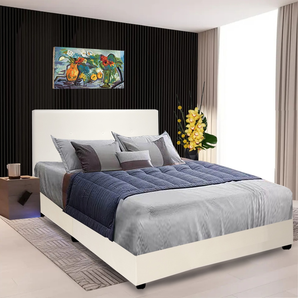 5' BED-00388 HEABOARD + 7' DIVAN (PVC WHITE)