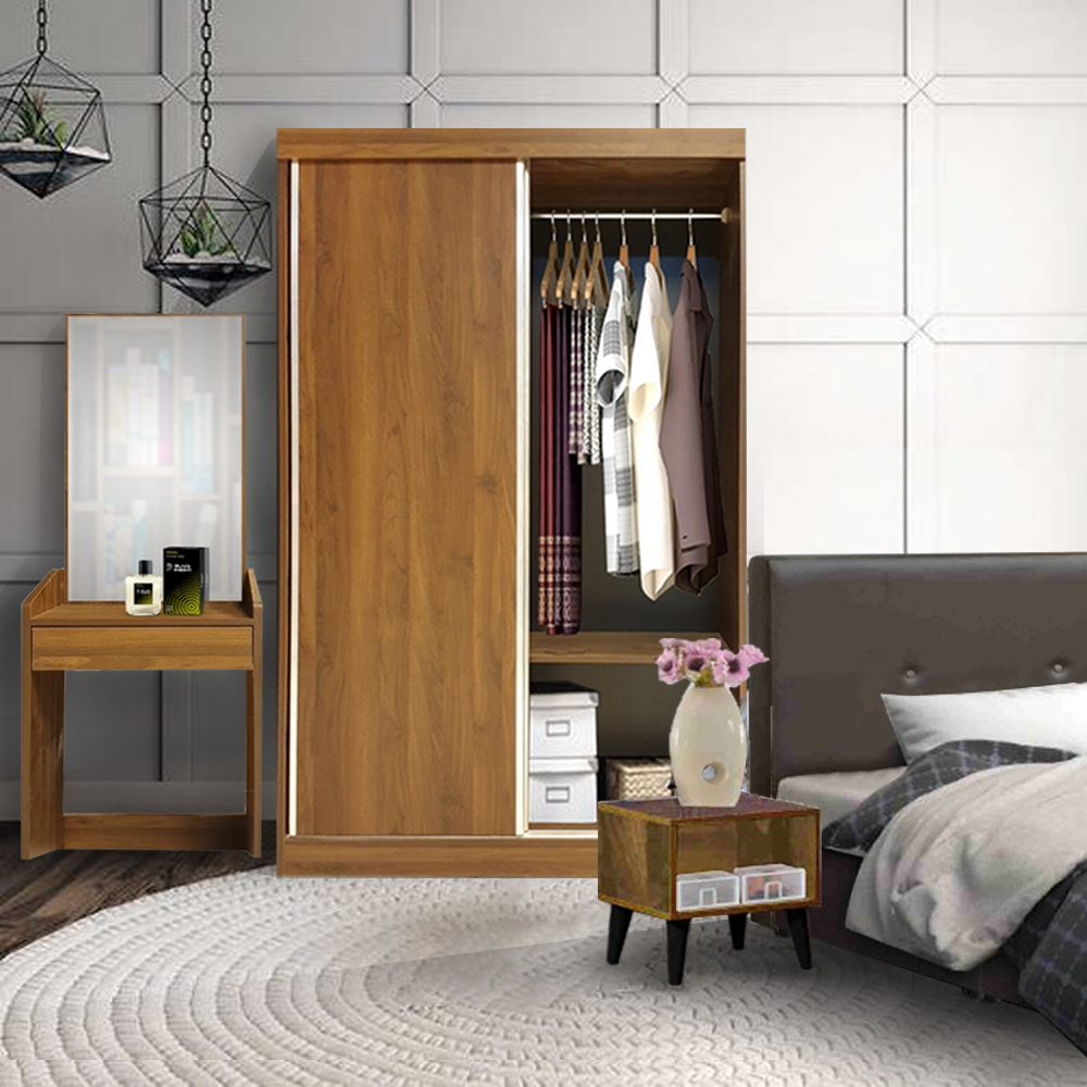 BRS-00389 WARDROBE DOOR + BODY + DRESSING TABLE W/MIRROR +BEDSIDE TABLE 