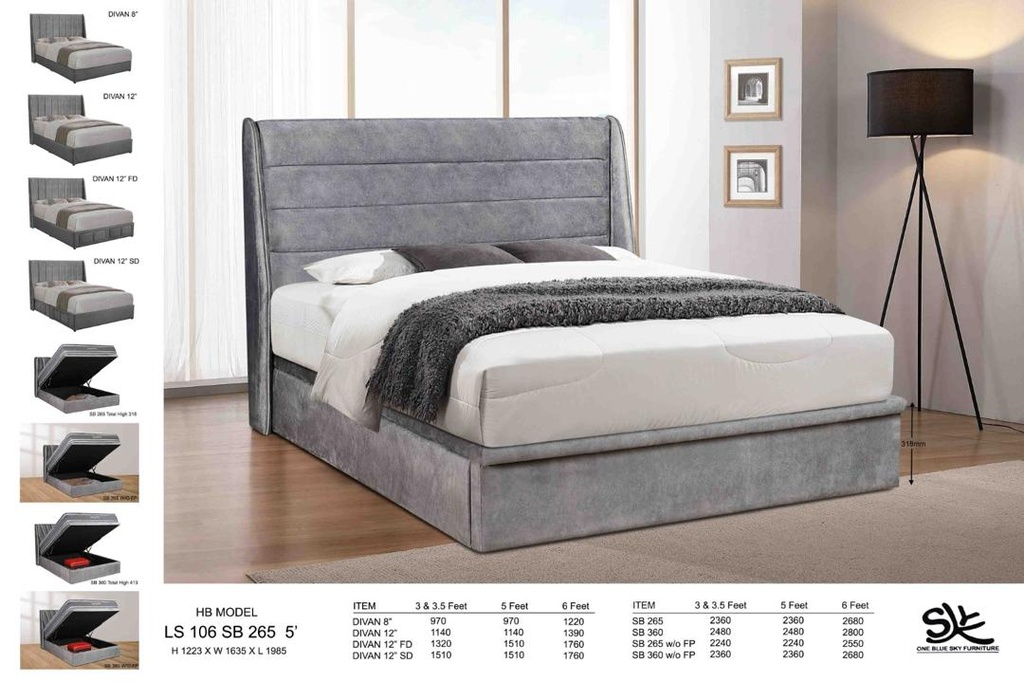5' LS106 HEADBOARD + 8" DIVAN (3447-13)