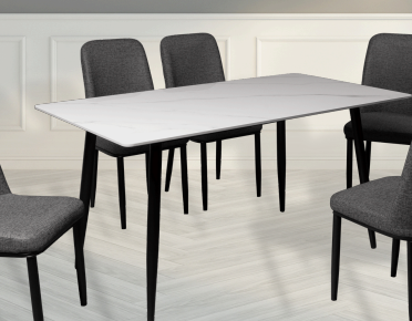 DT CTT90R(GLOSSY) + MDL5077A DINING TABLE + LEG (1+6) *TT1082*