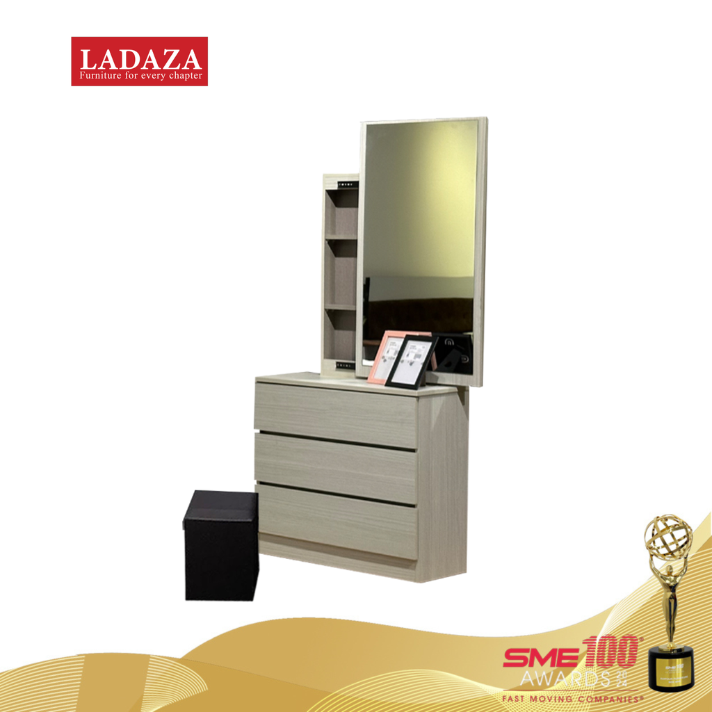 DT-1280 DRESSING TABLE + MIRROR + STOOL (COL:9040 OAT) *KK300 WHITE*