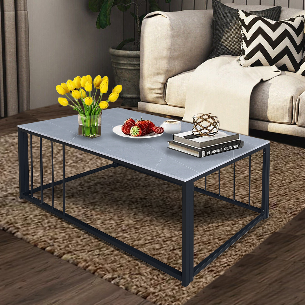CT GDM-A31-GY IRON COFFEE TABLE W/SINTERED STONE (WHITE) *TT1072*