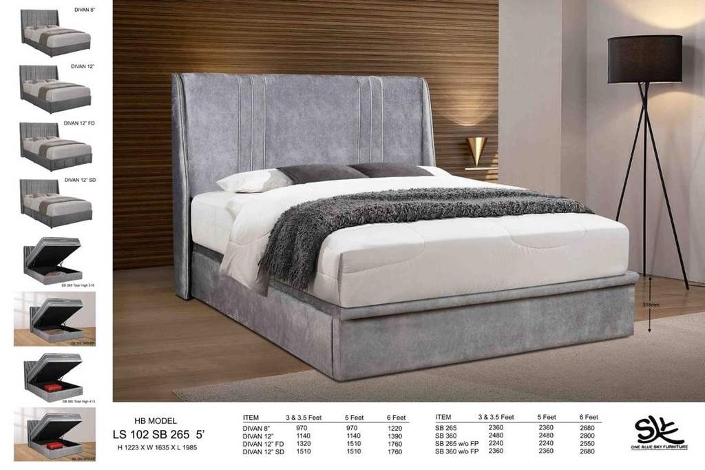 5' LS102 HEADBOARD + 8" DIVAN (3447-13)