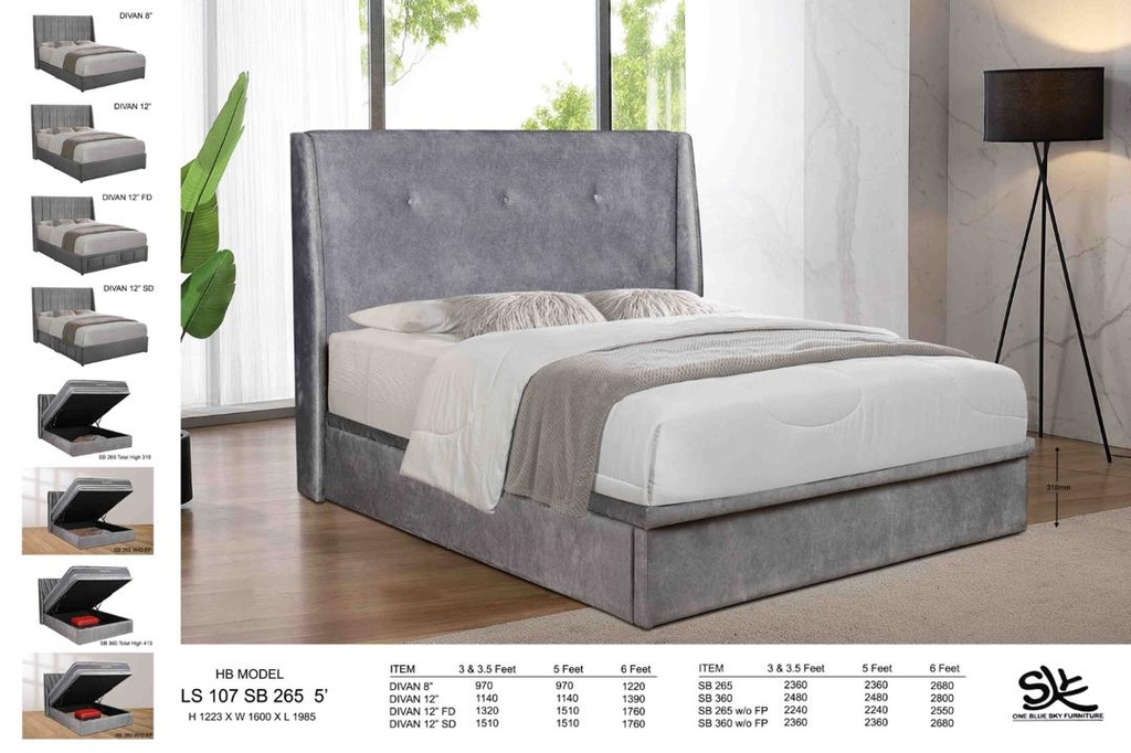 5' LS107 HEADBOARD + 8" DIVAN (3447-13)