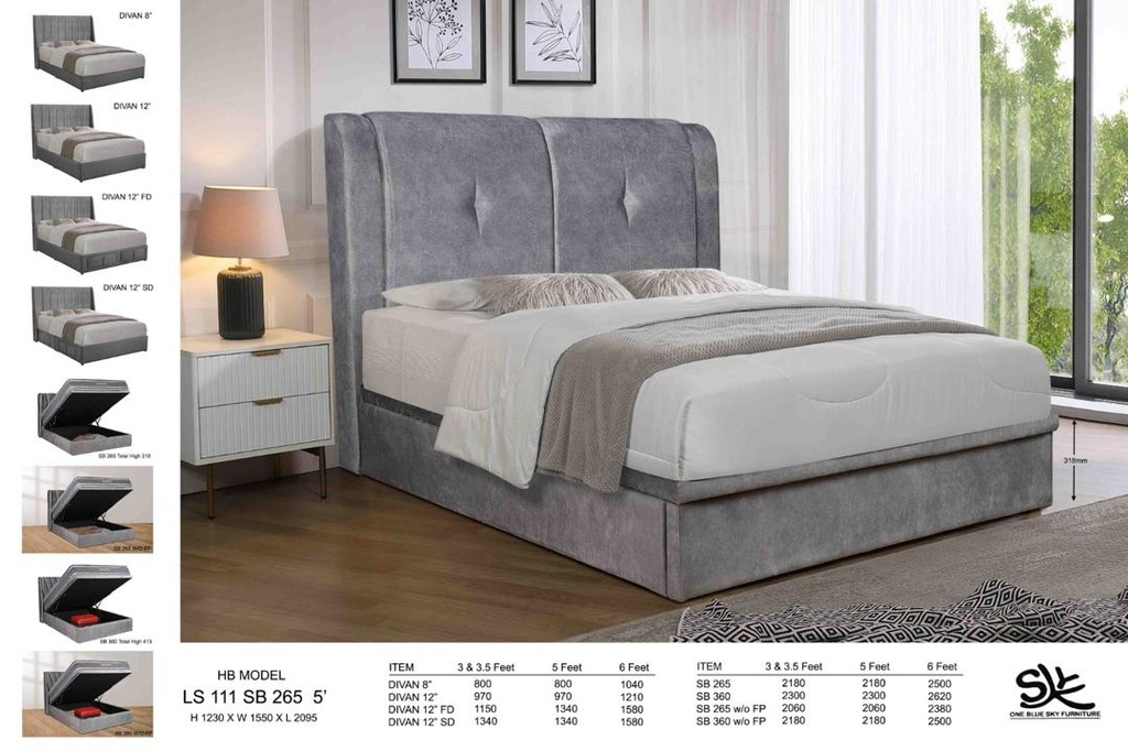 5' LS111 HEADBOARD + 8" DIVAN (3447-13) 