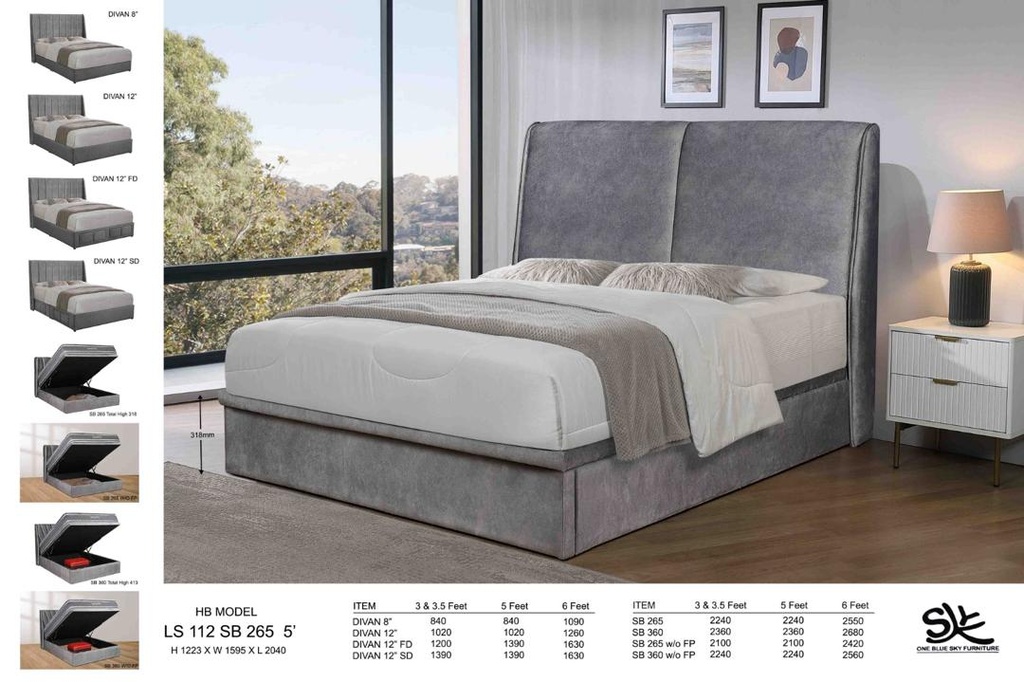 5' LS112 HEADBOARD + 8" DIVAN (3447-13)