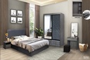 BRS-NK100 4X76 SLIDING DOOR WARDROBE + DT-NK100 DRESSING TABLE + BST-NK100 BEDSIDE TABLE (LINE GREY) *TT1144*